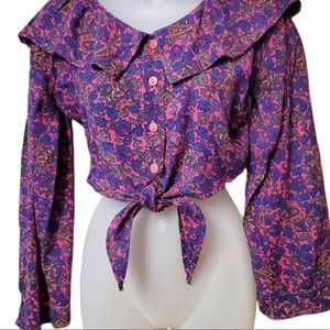 vintage floral cropped blouse